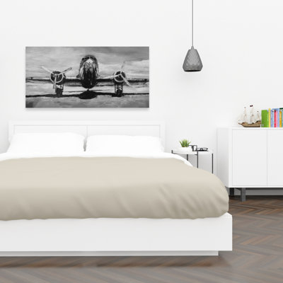 Grayscale Plane - Modern Canvas Travel Map for Home Decor