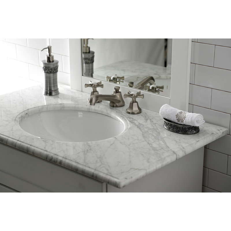 Robinet de salle de bain espacé Kingston, Nickel brossé, Croix