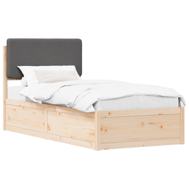 Solid Wood Bed, Single (3'), Dark Grey