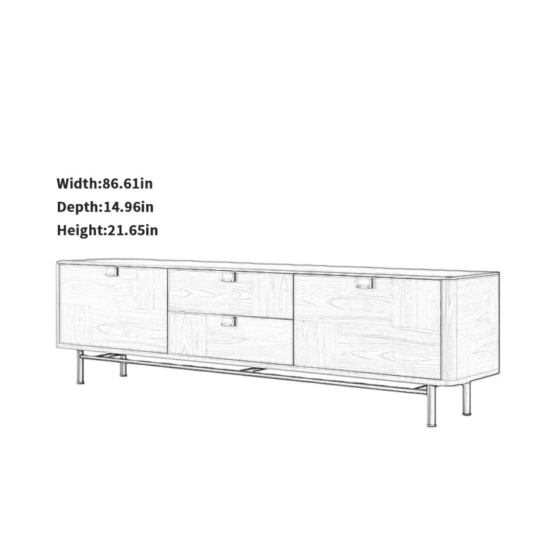Meuble télé Creative Minimalist, H 21,65 po x L 86,61 po x l 14,96 po, Brun / Noir