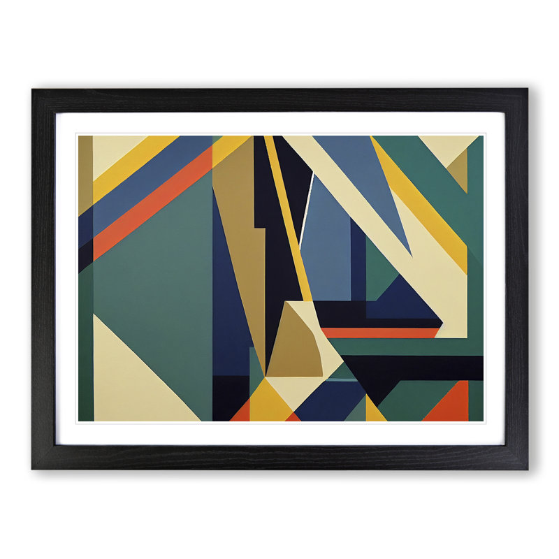 Shapes - Single Picture Frame Print, 46cm H x 64cm W, Black Framed