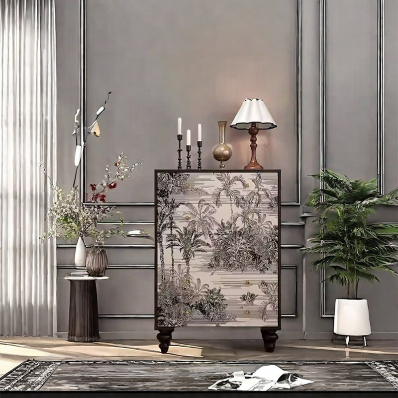 Armoire décorative en bois de noyer avec plateau spacieux