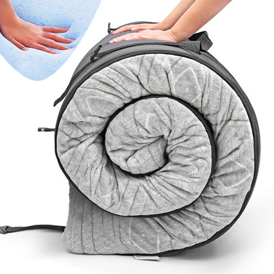 CertiPUR-US Cooling Gel Memory Foam Camping Mattress Portable Roll Up Sleeping Outdoor Tent Pad