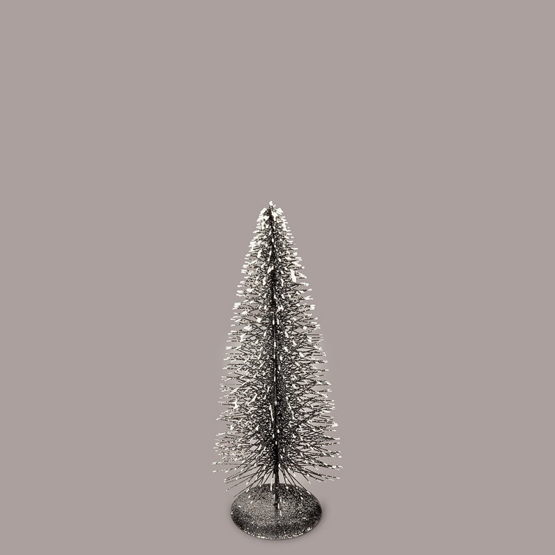 Arbre de table à paillettes, H 12 po x l 3 po x P 3 po, Gris argenté