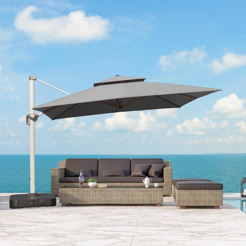 Parasol en porte-à-faux Deraway, Gris, 10 pi x 10 pi