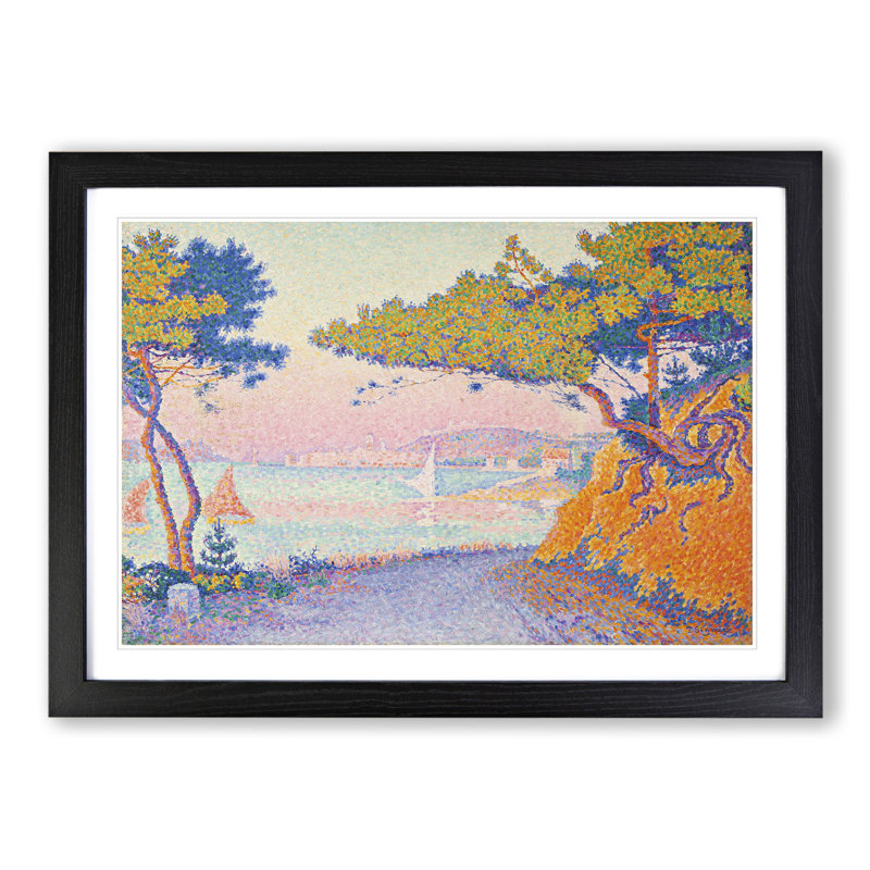 Golfe Juan by Paul Signac - Picture Frame Painting, 48cm H x 65cm W x 2cm D, Black Framed