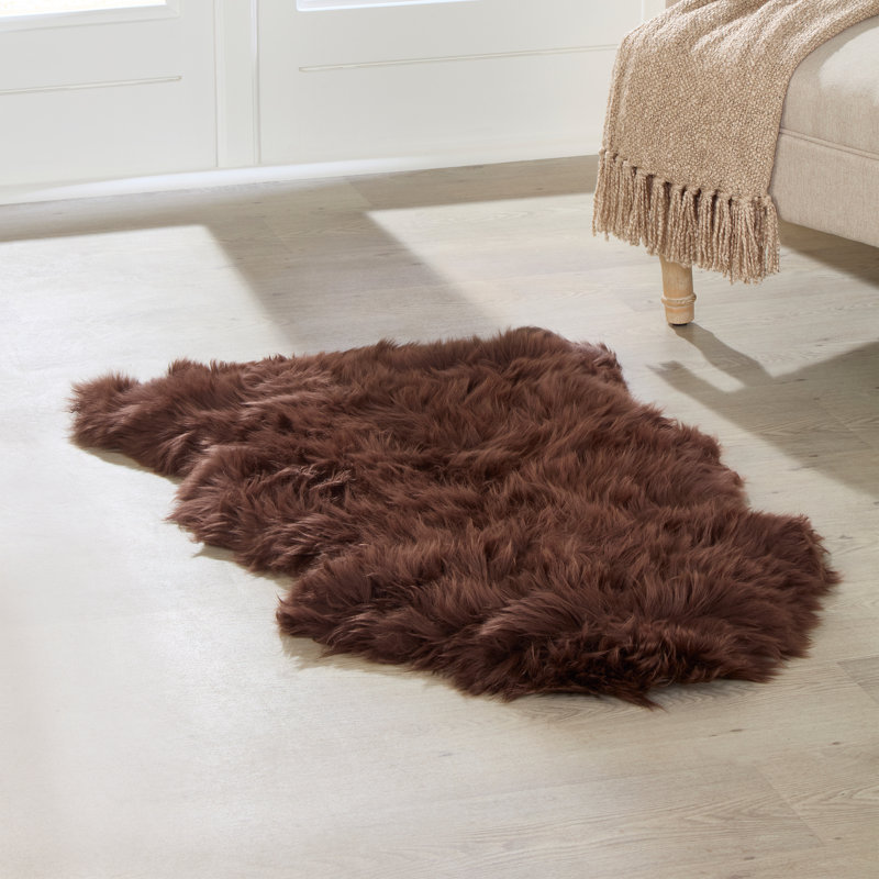 Oquinn Solid Colour Sheepskin 120cm X 60cm Area Rug