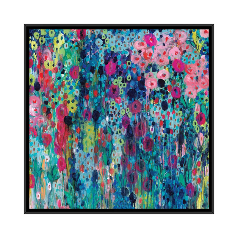 " Painted Strings " by Carrie Schmitt, 18" H x 18" W x 1.5" D, Black Framed Canvas, No Mat