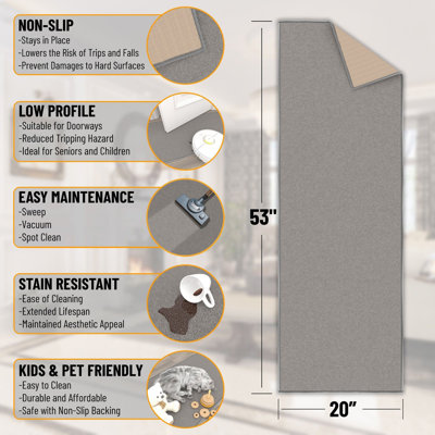 Ottohome Gray Runner Rug