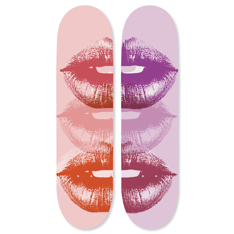 Ensemble de 2 planches à roulettes Notoriart Trendy Pop Acrylique, 2 pièces 8 "x 32", Pop Art Lips
