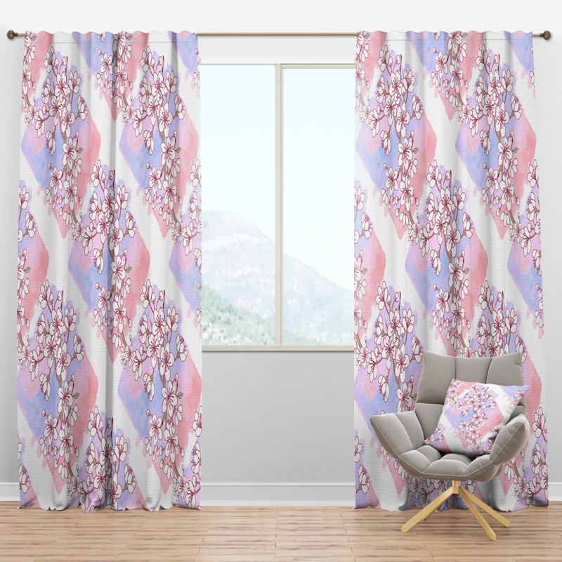 Panneau de rideau simple semi-transparent rétro Mid-Century, l 52 po x L 120 po