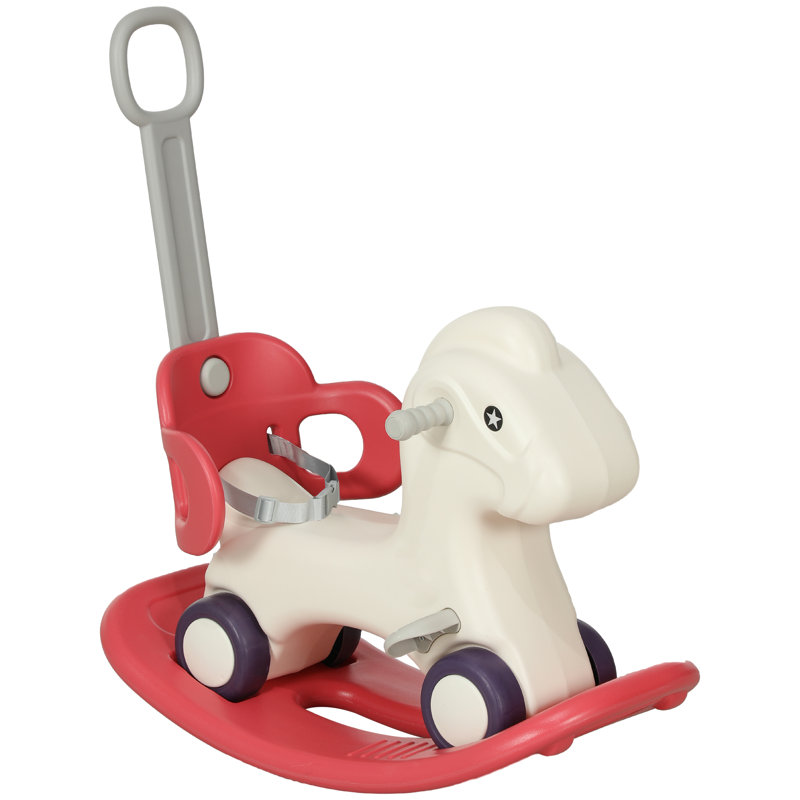 Cheval à bascule 4 en 1, voiture à pousser, voiture coulissante avec planche d'équilibre, rouge