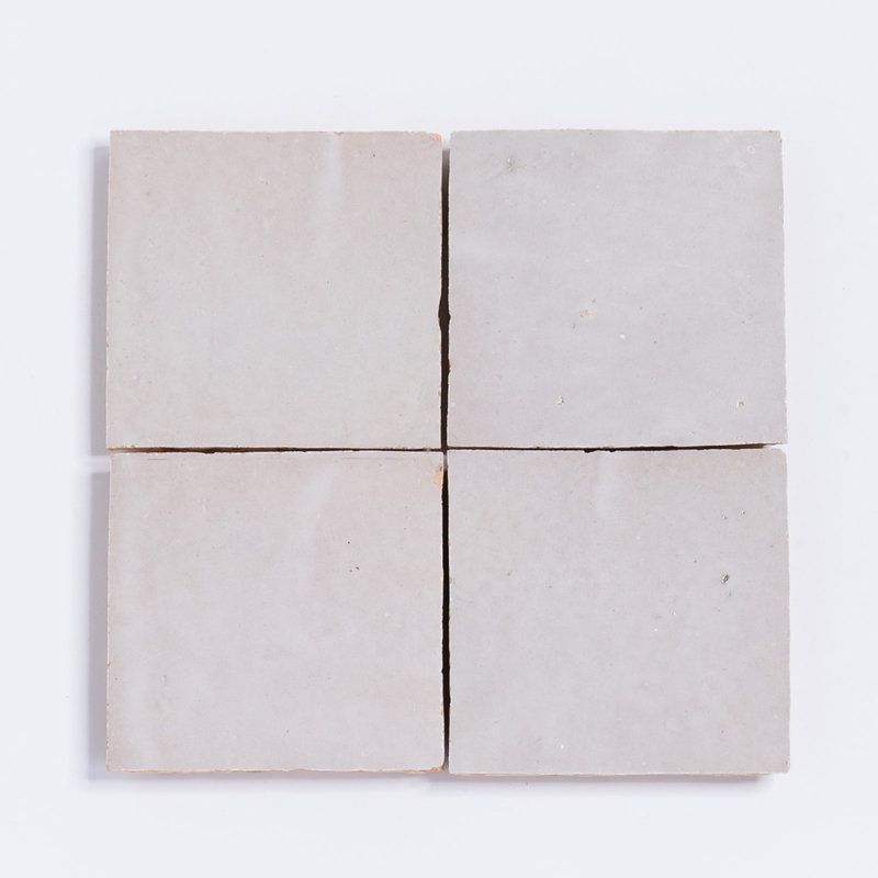 Zellige 4" x 4" Moroccan Wall & Floor Tile, Off White