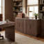 Buffet moderne cannelé 55 po, crédence de rangement en bois à 4 portes avec tablettes réglables pour le salon-137136829