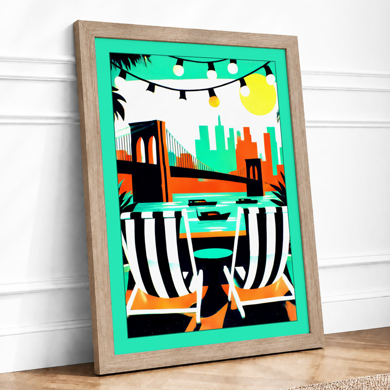 Poolside Reverie Mid-Century - Print, A3 - 42.0 x 29.7 cm, Oak