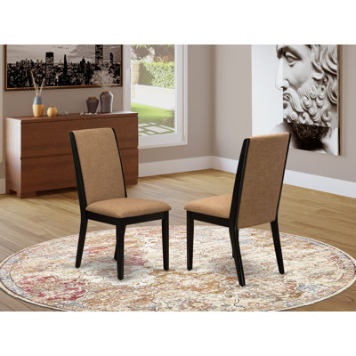 Lancy Parson Dining Chairs - Light Sable Linen Fabric set of 2 Upholstered Chairs