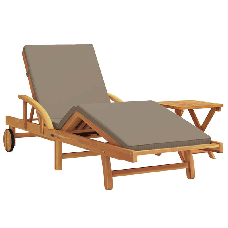 67cm Long Acacia Single Chaise, Taupe