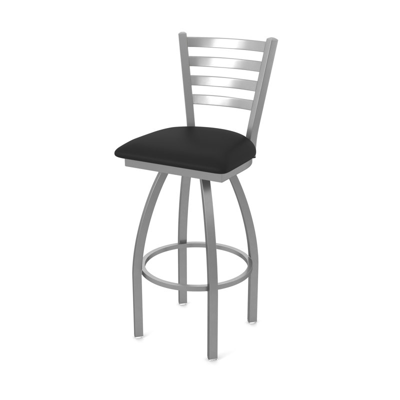 Jackie Swivel Stool, Vinyl-Black Vinyl, Stainless, Counter Stool (25" Seat Height)