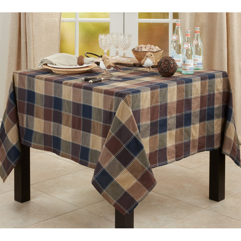 Bernardi Plaid Tablecloth, Brown, 70" L x 70" W