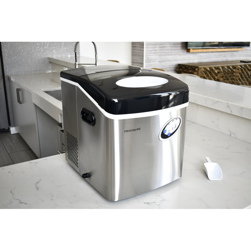 48 lb. Black Stainless Steel Freestanding Ice Maker with LED Control