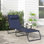 Chaise longue pliante Outsunny, dossier inclinable à 4 positions, siège en filet respirant pour la plage et le patio, bleu foncé