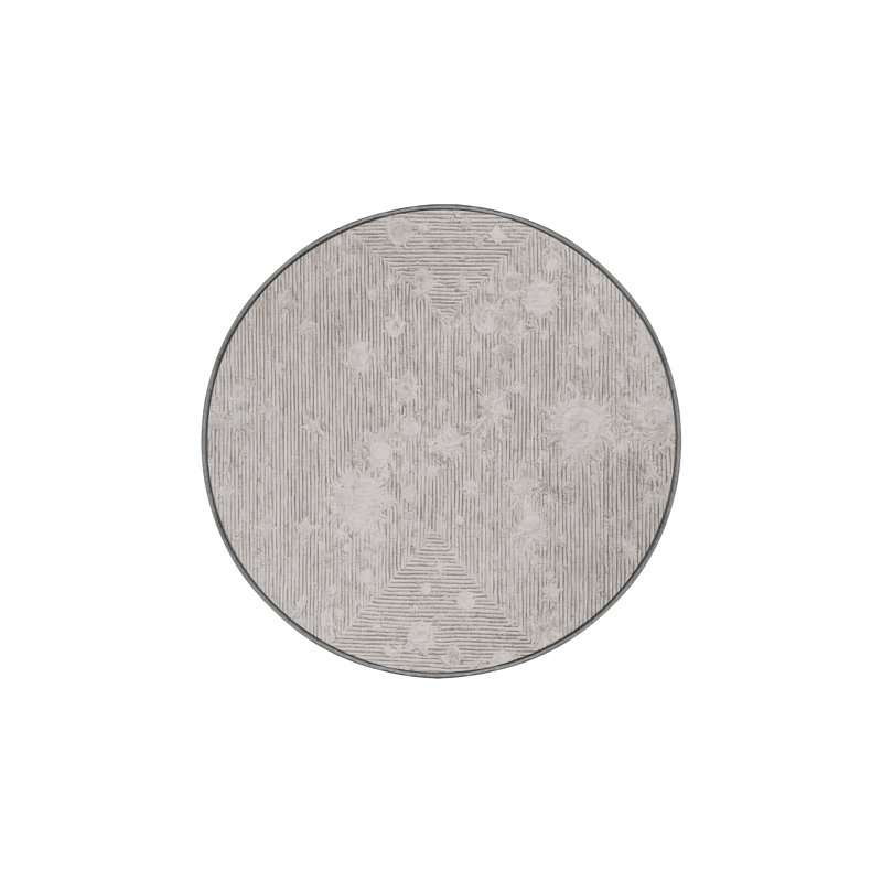 Tapis gris soyeux et moelleux, Rond 4 pi