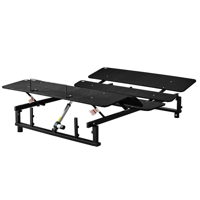 Base de lit grand noir avec positions réglables, télécommande sans fil, structure stable, moteur à réduction de bruit, compatibilité universelle