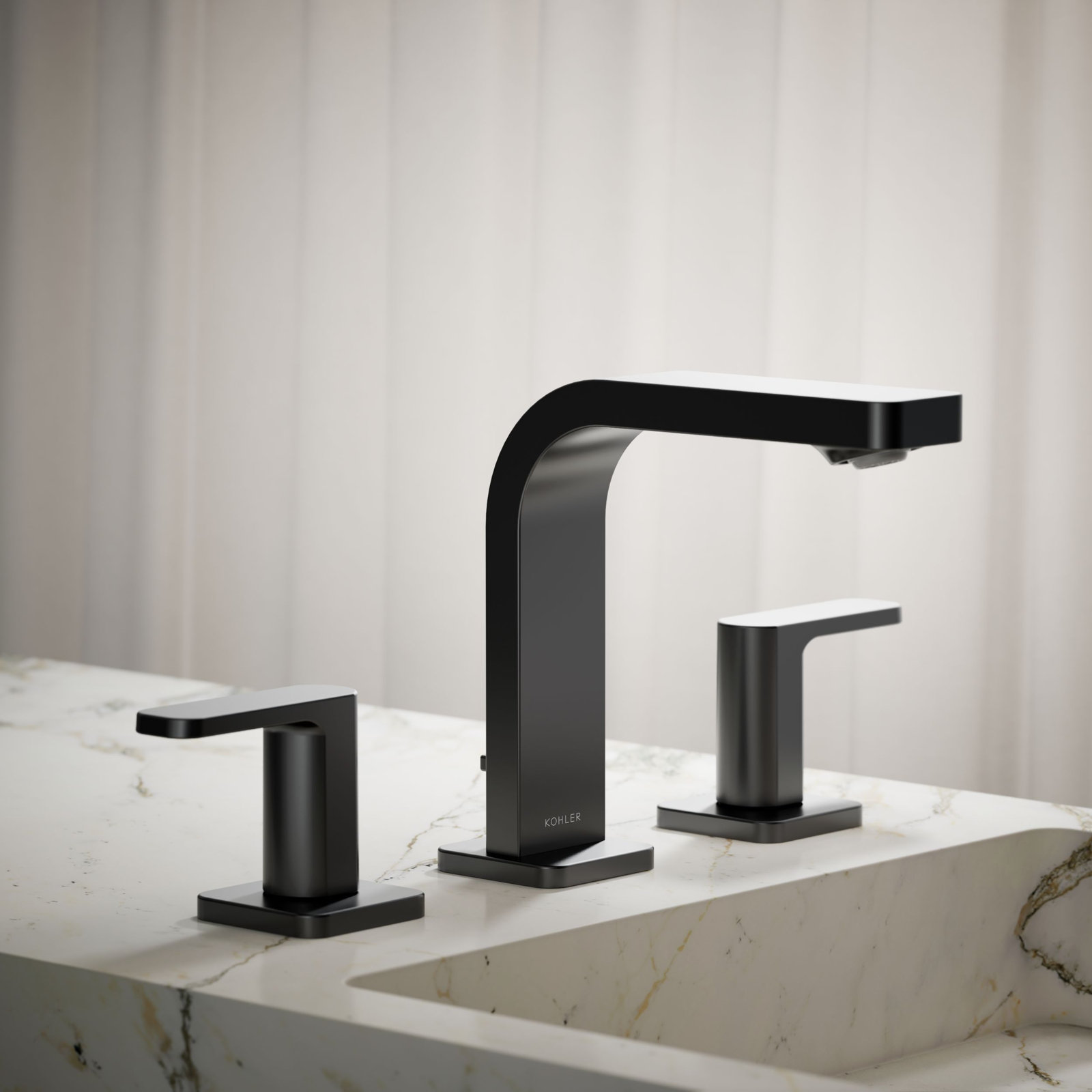 Parallel Widespread Bathroom Faucet, Matte Black, 1.2 GPM