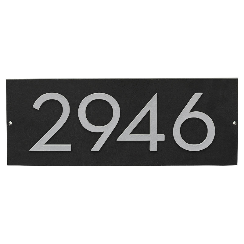 Plaque d'adresse horizontale flottante 4 po (4 chiffres), Noir, Argent, Oui