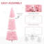 Sapin de Noël rose 8 pi mince, 1168 pointes, base robuste, assemblage pratique