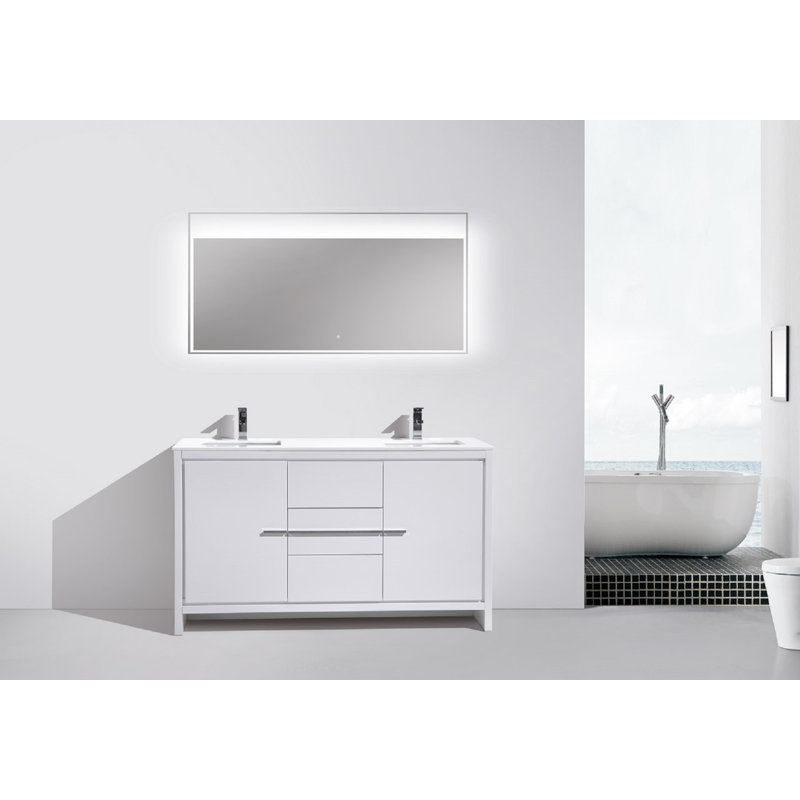 Meraris 48" Double Bathroom Vanity Set, Gloss White