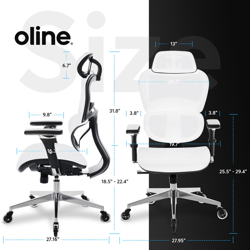 ErgoPro Ergonomic Office Chair, Rolling Desk Mesh Computer Gaming Executive Chair with Blade Wheels, White