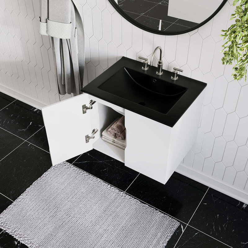 24" Bathroom Vanity In Grey White, Black, White