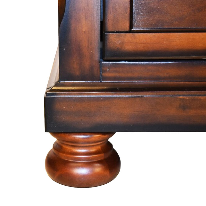 Table de chevet 3 pièces en noyer foncé avec tiroir caché pour porte-bijoux