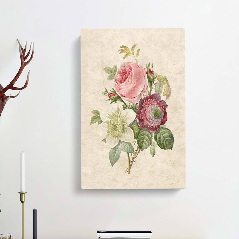 Pink Anemone Rose by Pierre-Joseph Redoute - Wrapped Canvas, 50cm H x 35cm W x 3cm D