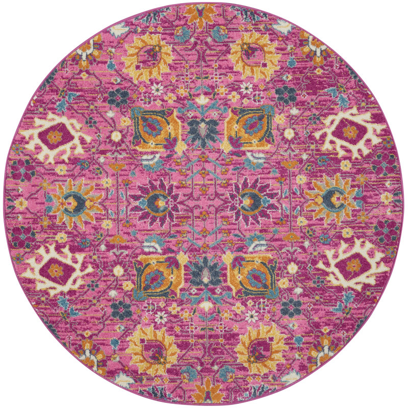 Tapis rose Augusta Bohemian Farmhouse, Rond 4 pi