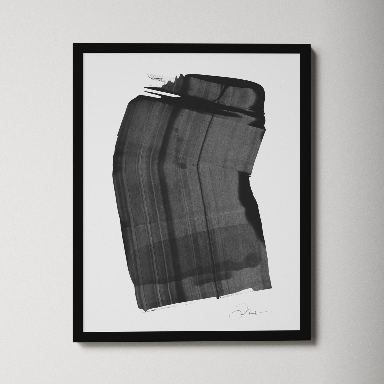 Olivia "Brushstroke 1" Painting, Black, 30" H x 24" W x 1.25" D