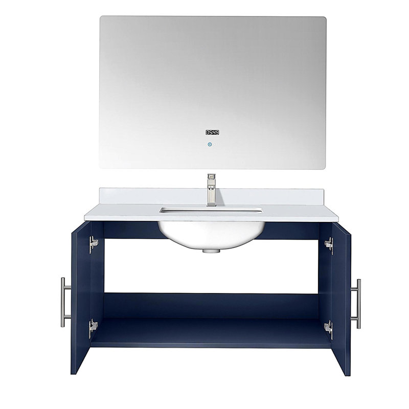 Lavabo de baignoire avec robinet et miroir à DEL, Marine, 36"
