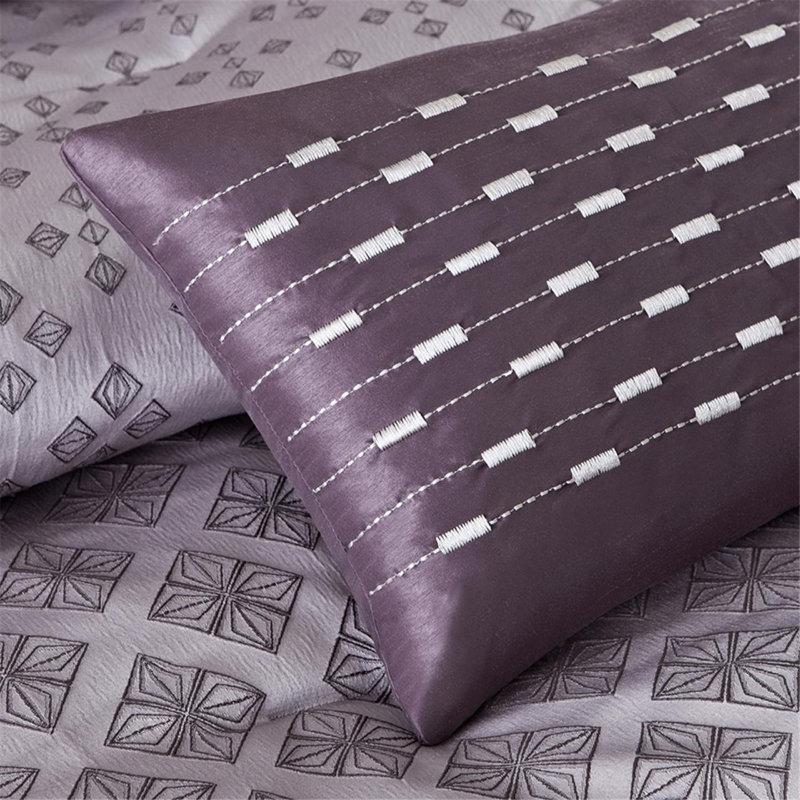 Élégant ensemble d'édredon à paillettes dégradé 7 pièces, très grand mauve