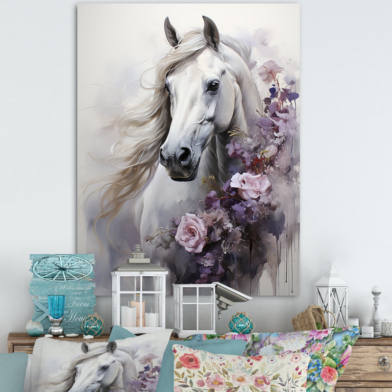 Majestic Flower Beauty Horse, Toile tendue, H 44 po x l 34 po x P 1,5 po