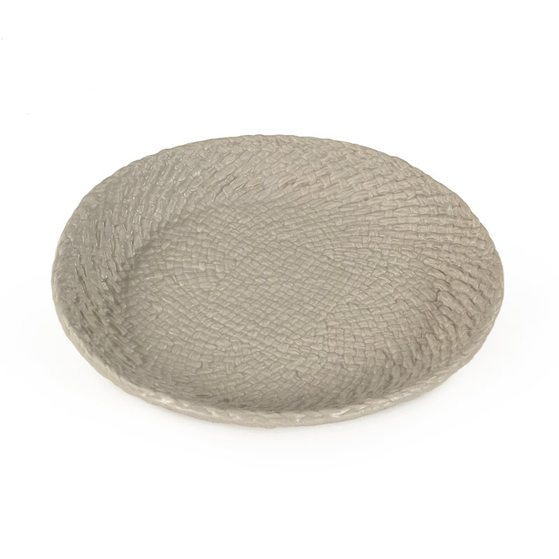Cross Weave Ceramic Platter, Gray