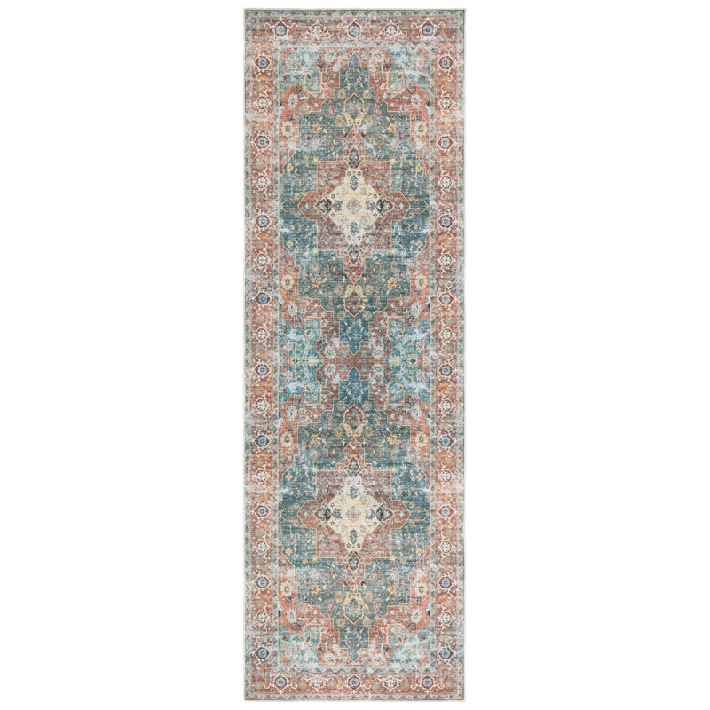 Tapis rouge / bleu Arizona 126, Tapis de couloir 2 pi 6 po x 8 pi