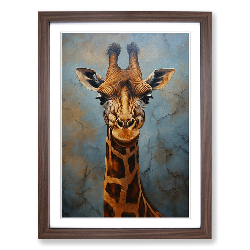 Giraffe Hard Edge Painting - Framed Print, Walnut Framed, 34cm H x 25cm W