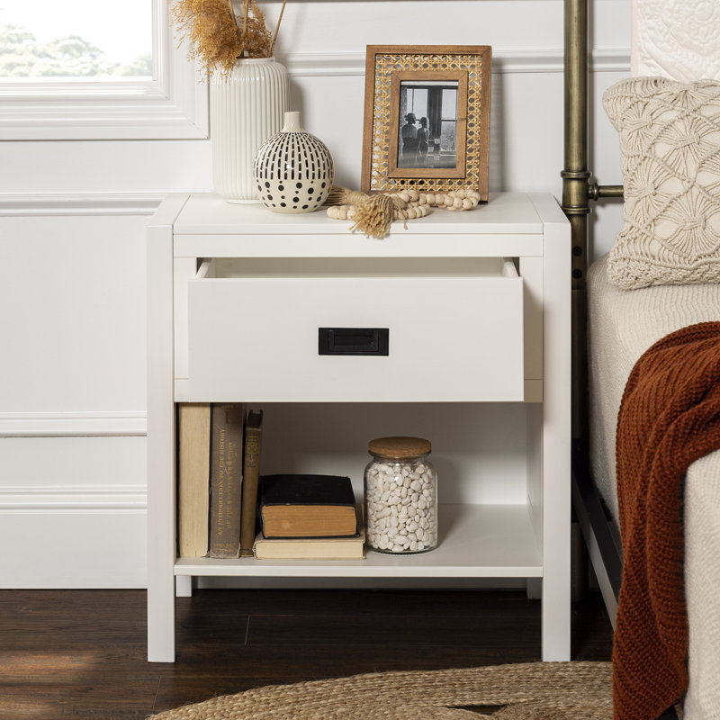 60.96 cm W Bedside Table, White