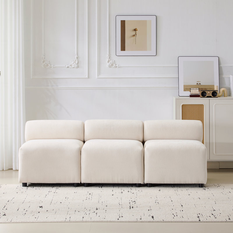 Basic Sectional Sofa, 3-Piece 3 Seater Modular Couch  Sofa