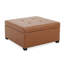 Repose-pieds capitonné en similicuir brun cognac