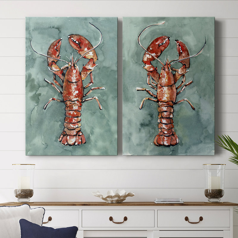 Toile tendue avec châssis I-Premium Aquatic Lobster, H 48 po x l 64 po