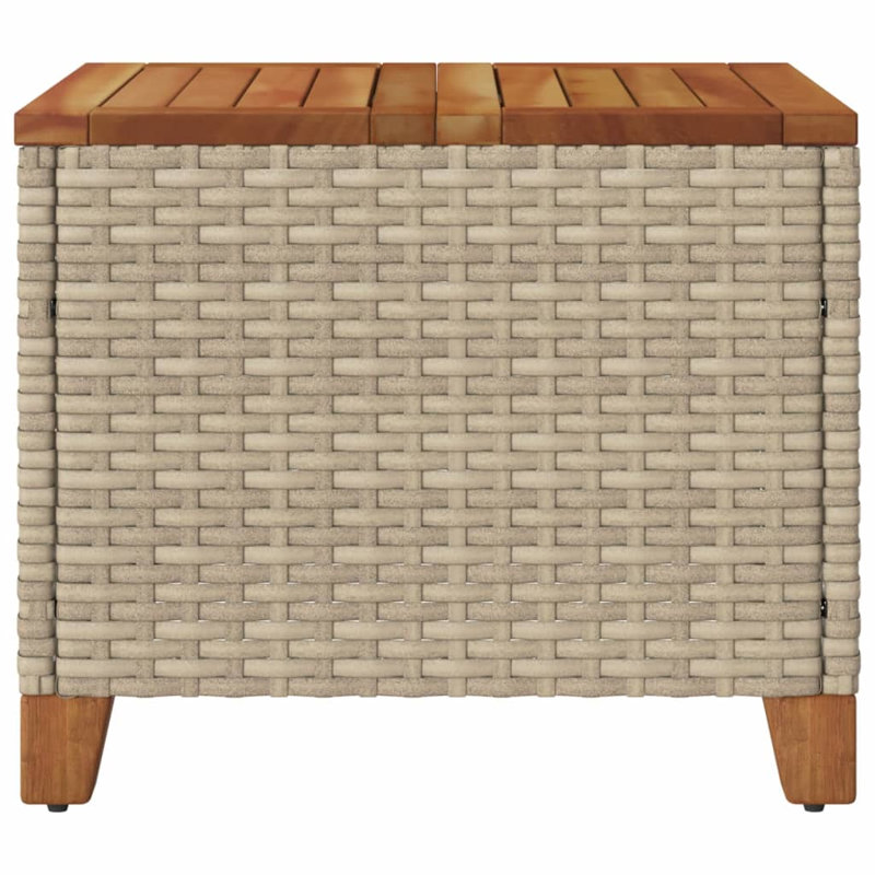 Dakota Fields Patio Table 7.7"X17.7"X14.6" Poly Rattan Acacia Wood, Beige/Brown