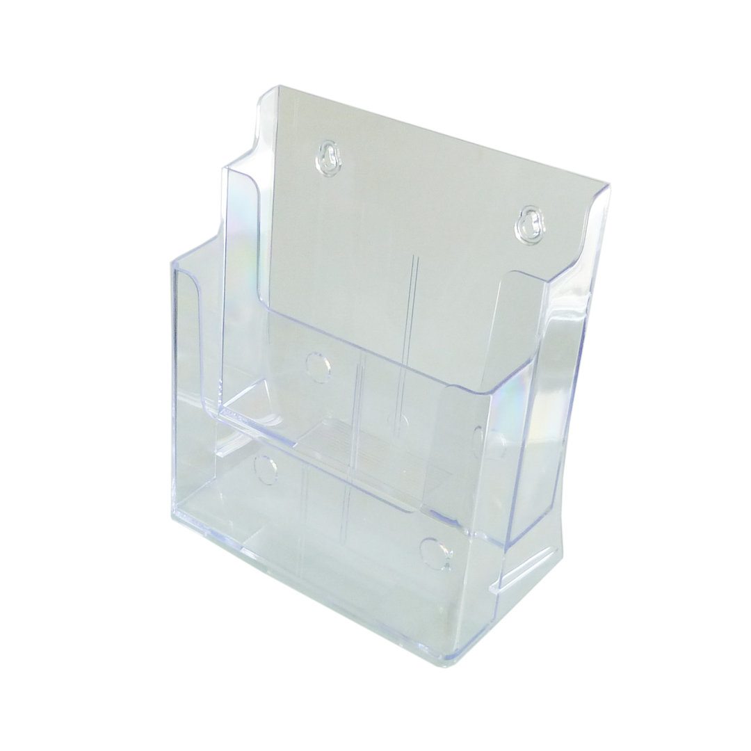 Two Tier Leaflet Holder 8.5" x 11" Literature Holder Clear Acrylic Wall Mountable FixtureDisplays