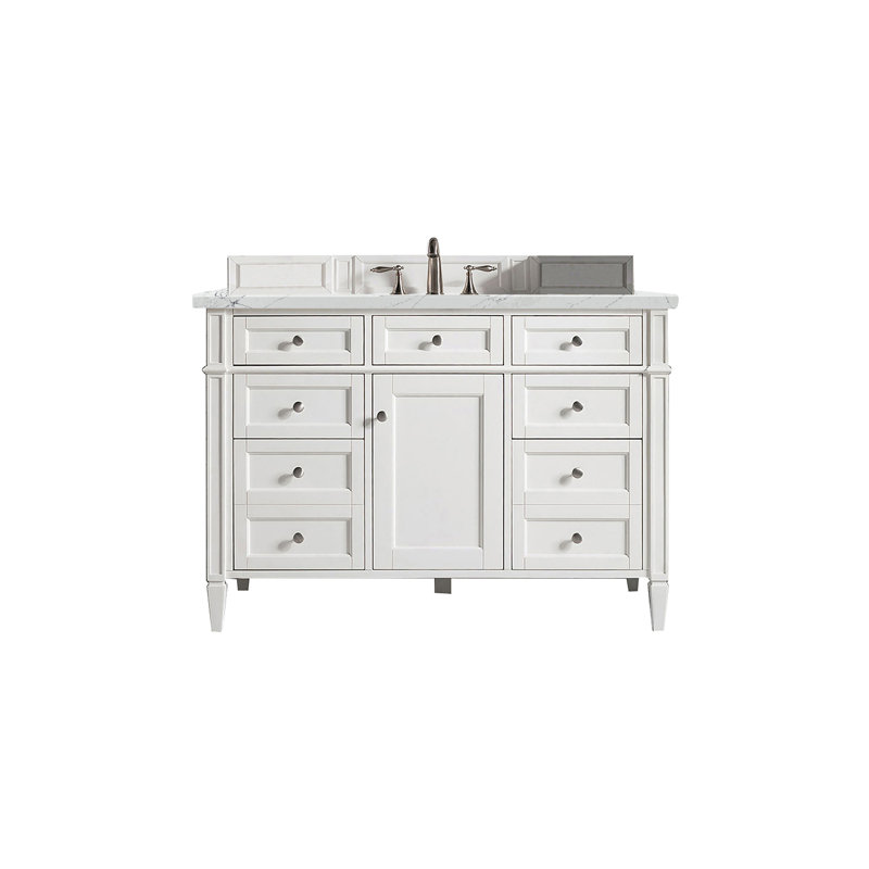 Brittany 48'' W Single Vanity, Bright White, Ethereal Noctis, 8" Widespread